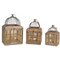 Melrose Geometric Wooden Outdoor Birdcage Decorations - 25.25” - Brown - Set of 3